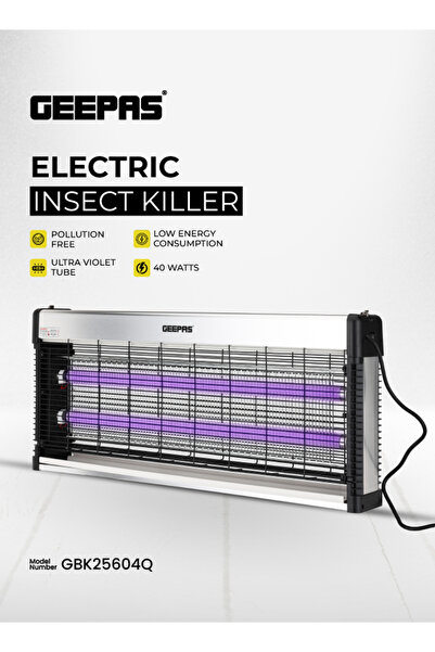 Geepas جهاز صاعق حشرات كهربائي قوي | أنبوب أشعة فوق بنفسجية 40 واط (2 × 20 وا...
