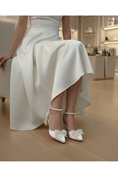 ŞAH İnci Kurdele Fiyonklu Gelinlik Nikah Abiye Ayakkabı