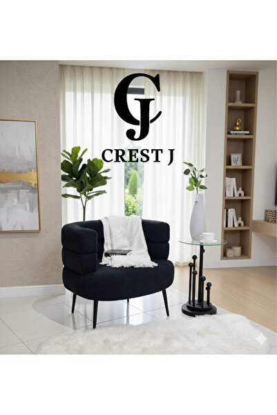 Crestj Krist G Bouclé Fabric Chair Elegant Design Black