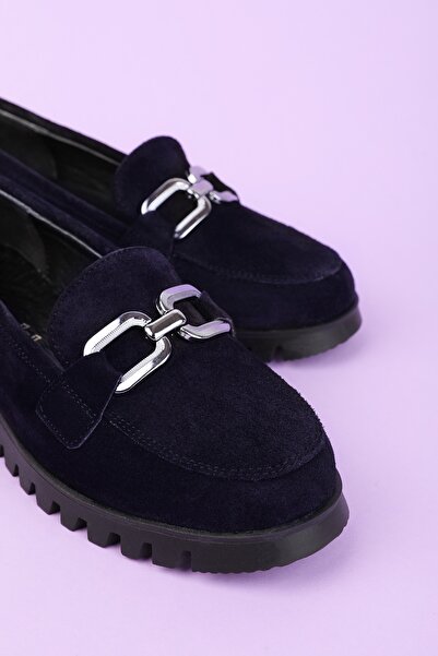 Gondol Обувки от естествена кожа с неплъзгаща се подметка mlk.5529 Тъмносини от велур