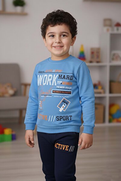 Mnk Baby&Kids بدلة رياضية للأولاد - MNK3112 ساكس أزرق، مطبوع