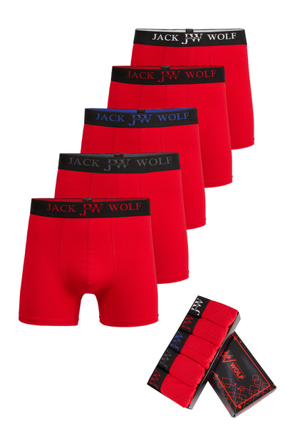 jack wolf Red Box of 5 - Cotton and Lycra Men's Boxers