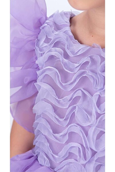 Mnk Baby&Kids Maronia Kız Çocuk Prenses Model Abiye Elbise - M00746 LİLA