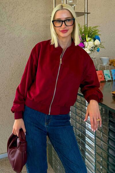 Madmext Bordo Astarlı Kadın Bomber Ceket MG2545