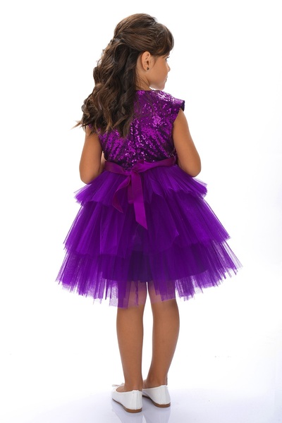 Mnk Girl's Sequin Tulle Party Dress Purple