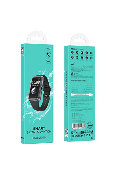 Hoco Y34 Smart Watch - Bluetooth Calling - Black(IP67 Waterproof)