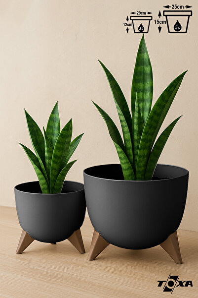 ToXA 2 Boy İçliksiz Süzgeçli Ayaklı Küre Saksı Seti Plastik Çiçek Saksısı Set