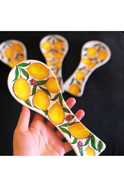 shop El yapımı limon desenli seramik kaşıklık kaşık altlığı