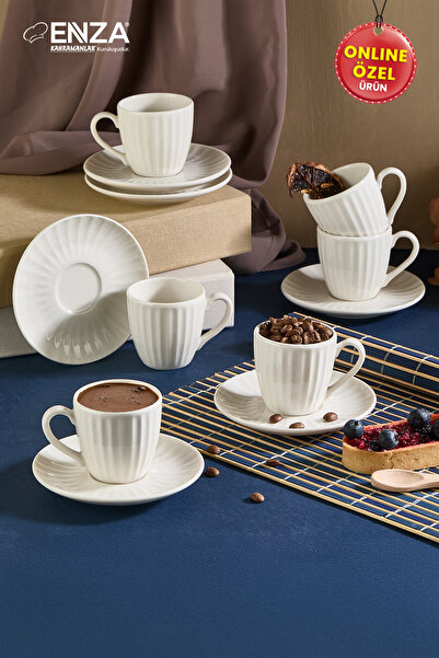 Enza Karizma 6 Kişilik Porselen Kahve Fincanı Takımı