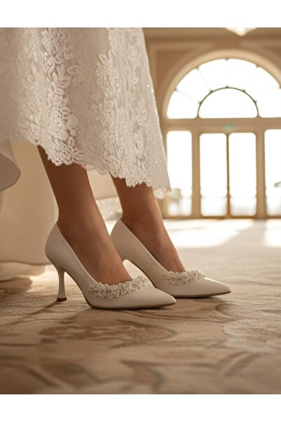 ŞAH İnci Taşlı Stiletto Gelin Nikah Abiye Ayakkabı