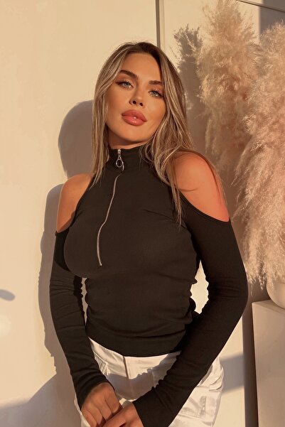 World Fashion Trends Bluză elastică cu fermoar deschis pe umeri Wft1415