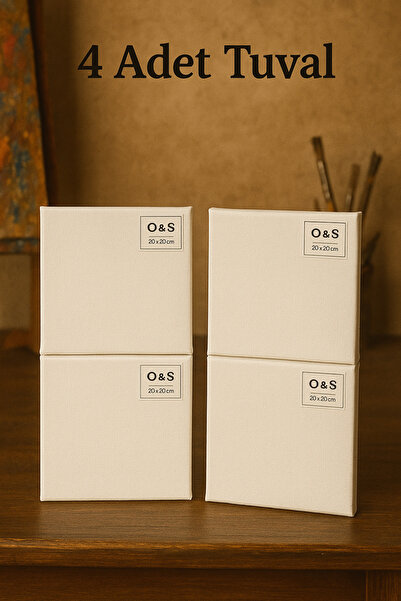 O&S Oyun ve Sanat Eğlen-Üret 4lü Tuval Seti, Resim Tuali, 20 x 20 Cm 4 Adet T...
