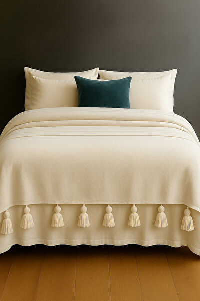 Perdeplus Linen Tufted Bedspread