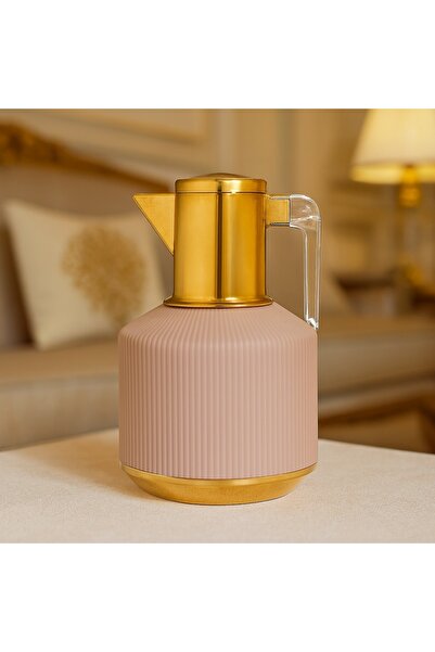 Dania ترمس شاي وقهوة بمقبض اكريليك لون ذهبي وردي