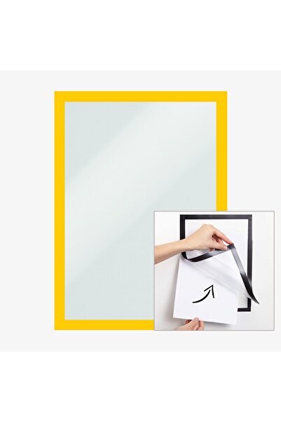 direkt-al Notice Board Flexible Frame with Adhesive Magnet on the Back 2 Pieces A4 Yellow