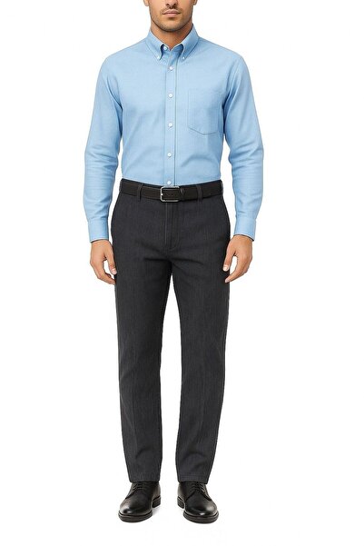 BURSPA Rahat Kesim Klasik Likralı Pamuklu Erkek Baba Siyah Keten Pantolon