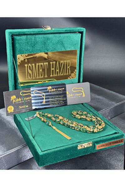 Tesbih-i Hazır Tesbihçilik NADİR YENİ RENK Çift Sertifikalı Orijinal 24 Ayar Altın Parçacıklı Tesbih  14 Ayar Altın Kaplama