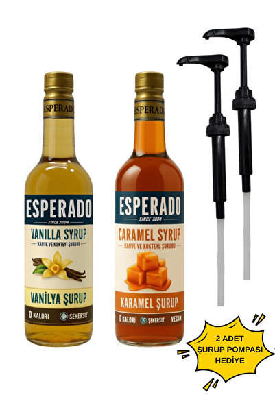 ESPERADO Şekersiz Sugar Free Vanilya * Karamel Aromalı Kahve Şurubu 750 ml X 2 Adet