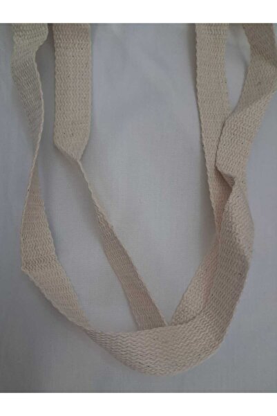 Dr.Smt Beyaz Gabardin Bez Çanta 10 Adet Kahverengi Örme Kulp