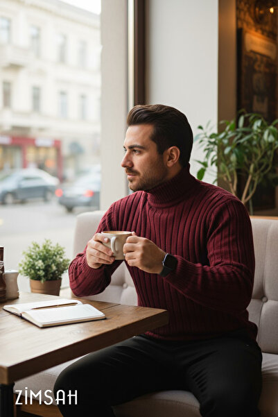 SR Tekstil Férfi kötöttáru garbós, magas nyakú pulóver