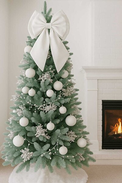 Hobizer Kapı Süsü Kırmız Fiyonk Kurdela Noel Yılbaşı Süsü 40x45 Cm