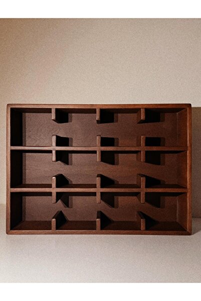 VIVECA %100 Doğal Ahşap Mug Standı-Modern Minimal Fincan Rafı- 12 Bölmeli Kahve Köşesi Organizeri-Kupa Rafı