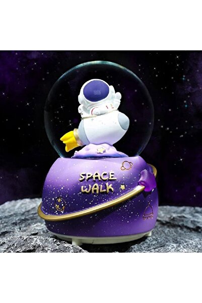 Livava Astronot Kar Küresi Işikli, Müzikli, Püskürtmeli, Mor, 16x12