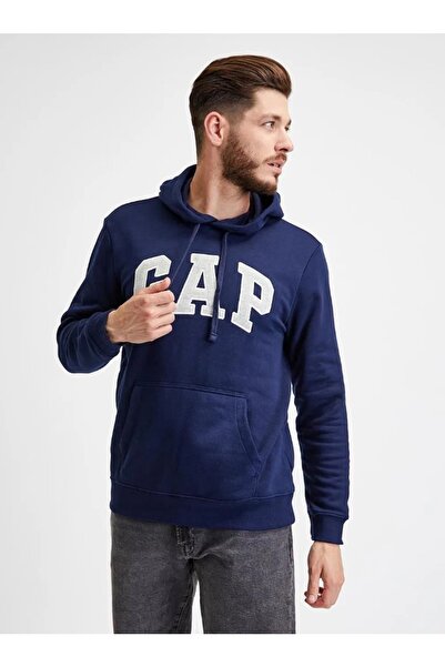 GAP V-Heritage Logo Po 850834 Чоловічий світшот з капюшоном СИНІЙ