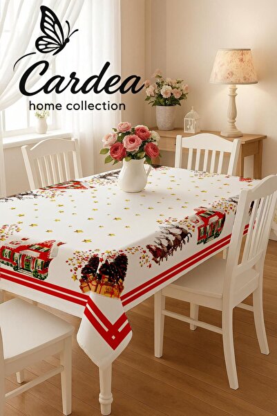 Cardea Home Collection Srećan Božić jelen i snežna kuća Patterned stolnjak
