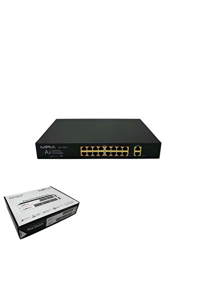 MPIA MP-POE16 250W 10/100 /1000 Mbps 16 Port Metal Kasa Poe Switch