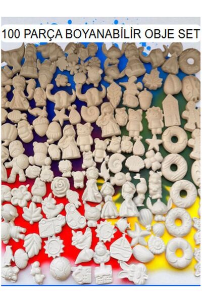 magnocandles 100’lü Boyanabilir Obje Seti – Hobi & Sanat Etkinlik Seti + 6 Renk Akrilik Boya + Fırça