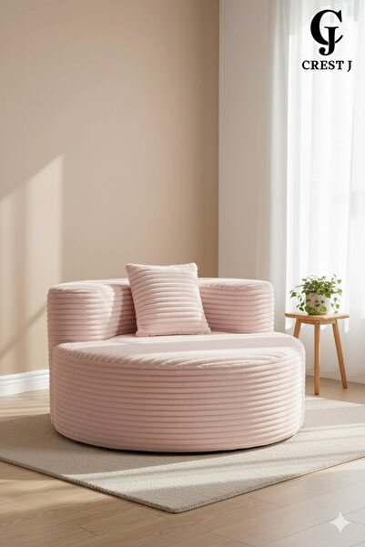 Crestj كرسي استرخاء أنيق بتصميم دائري فريد لون اسودوردي