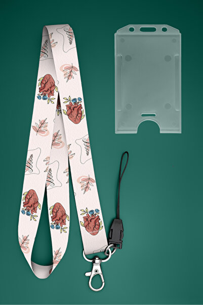 Apptakı Sanatsal Kalp Ekg Boyun İpi Boyun Askı İpi Boyun Askısı ve Kartlık - ASS0344-1