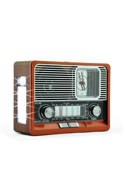 FLAGEN Nostaljik Radyo Saat Fenei Bluetooth USB TF Kart Fonksiyonlu Klasik Mo...