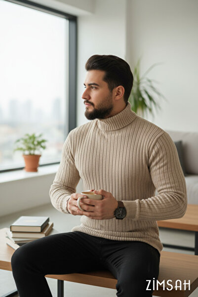 SR Tekstil Ανδρικό πλεκτό πουλόβερ με ζιβάγκο