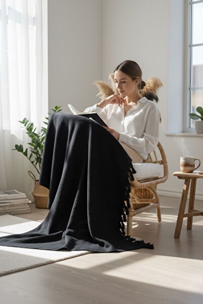 ANJEAHOME Mula Natural Sofa Cover 180X210 cm |   Black, 85% Cotton 15% Polyester, Oeko-Tex Certified