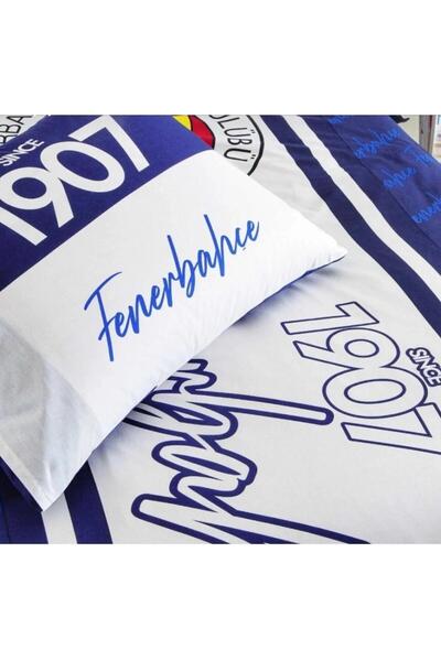 Taç Fb Fan Yellow Navy Blue Patterned 100% Cotton Fabric 1 Piece Pillowcase 50X70 cm