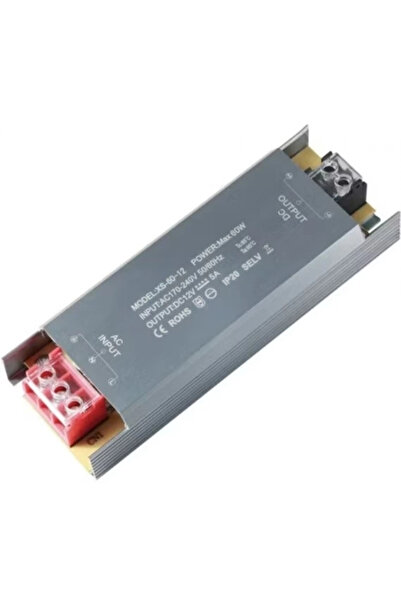 jetucuzal XS-60 12V 5A Amper 60W Metal Güvenlik Kamera Şerit Led Adaptör Slim Trafo