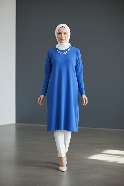 ENDAMIM Large Size Tunic - Twist Knitted Fabric, Lycra