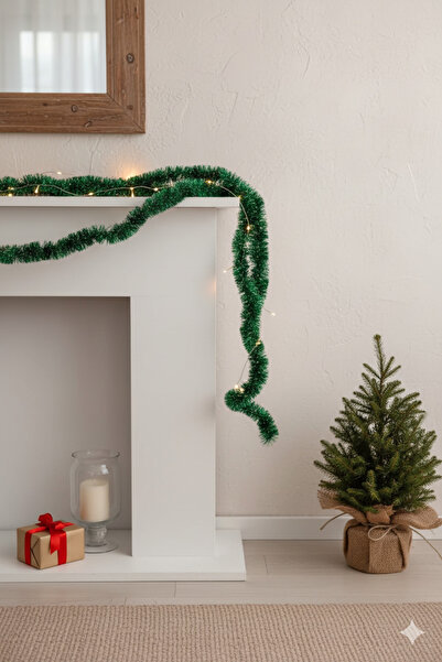 Deniz Party Store ΠΡΑΣΙΝΟ ΧΡΩΜΑ Πρωτοχρονιάτικο Γιρλάντα Στολίδι Δέντρο Μεσαίο Μέγεθος 5 cm 2 m 1 τεμ.