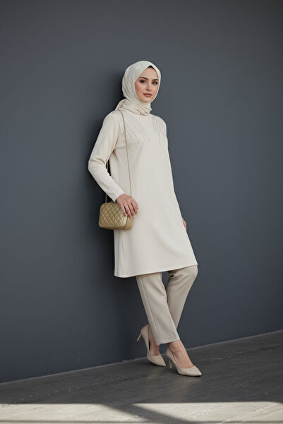 ENDAMIM Large Size Tunic - Twist Knitted Fabric, Lycra