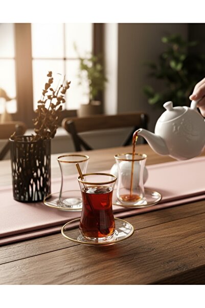 DECOSTYLE Gold Mat 6 Personality Saddled 12 Piece Tea Set 165 Cc