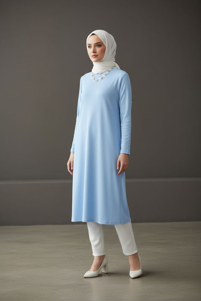 ENDAMIM تونيك مقاس كبير - قماش محبوك ملتوي، ليكرا