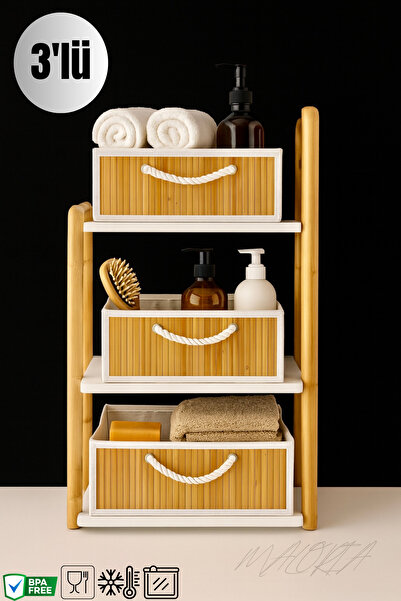 Maloria UrbanEco 3’lü Katlanır Bambu Sepet Seti | Çok Amaçlı Düzenleyici ve S...