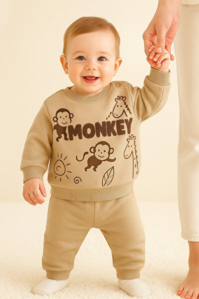 Bebelul Set hanorac si pantaloni bebelusi din bumbac – Monkey