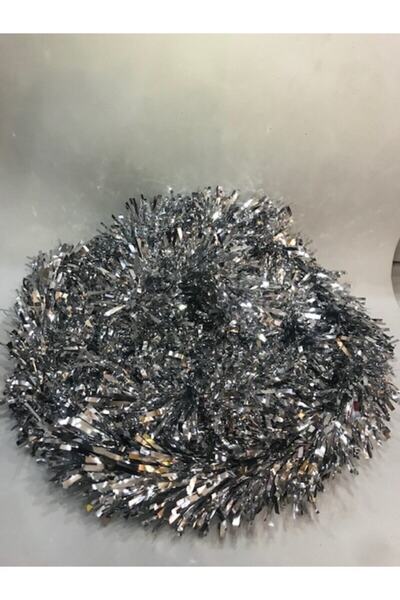 Deniz Party Store Ghirlanda de Anul Nou Ornament de copac cu sclipici tăiat gros 8 Cm 2 metri 1 bucată argintiu