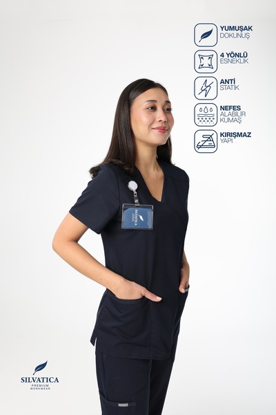 Silvatica Premium Workwear Kadın V Yaka Üst | Premium Medikal Scrubs Hemşire ...