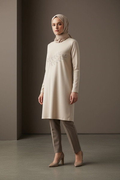 ENDAMIM Large Size Tunic - Twist Knitted Fabric, Lycra