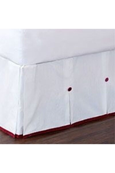 METİNEV تنورة من الساتان القطني الأبيض مخططة وأزرار باللون العنابي