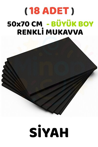Minopi Siyah Renkli Mukavva 18 Adet 50x70 cm Sert Karton Mukavva